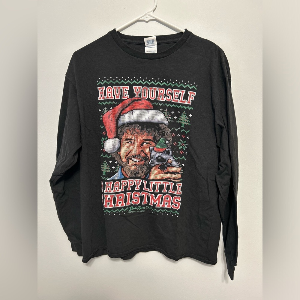 Delta Pro Weight Bob Ross Christmas long sleeve shirt L size